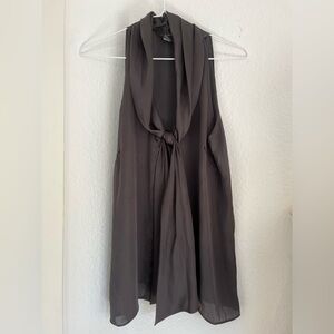 Spense Work Blouse Sleeveless Bow Tie Buttons